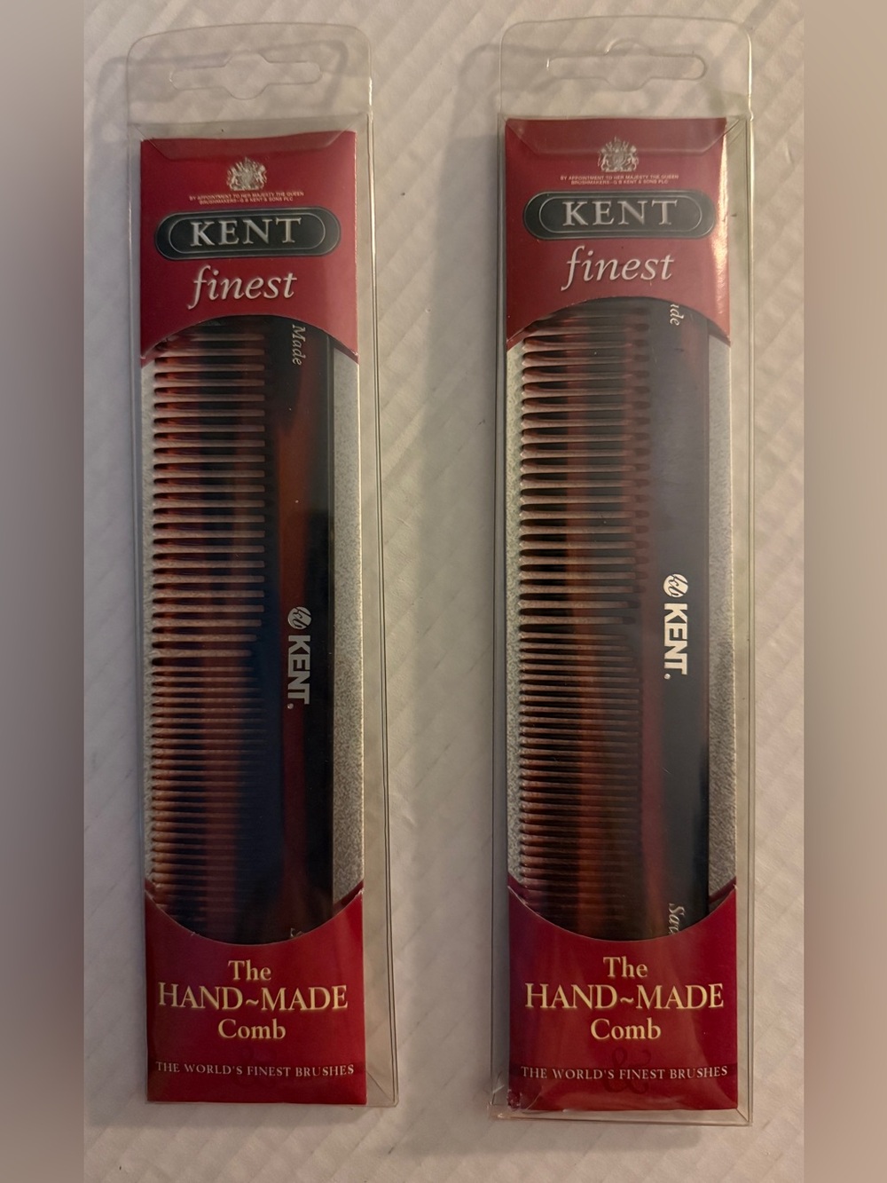 Kent Finest Handmade Combs Set of 2 Tortoiseshell Fine Coarse Teeth